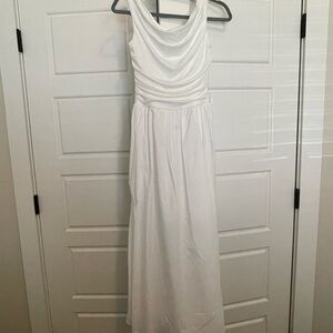 Elegant White Sleeveless Maxi Dress with Draped Bodice Billy J. Boutique